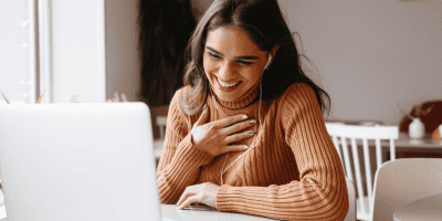 A person in a virtual therapy session, exploring what to say in therapy and make the most of their session.